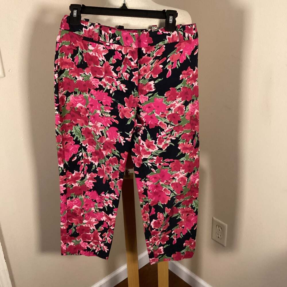 Talbots Petites Floral Print Signature Fit Cropped Chino Pants Size 4p
